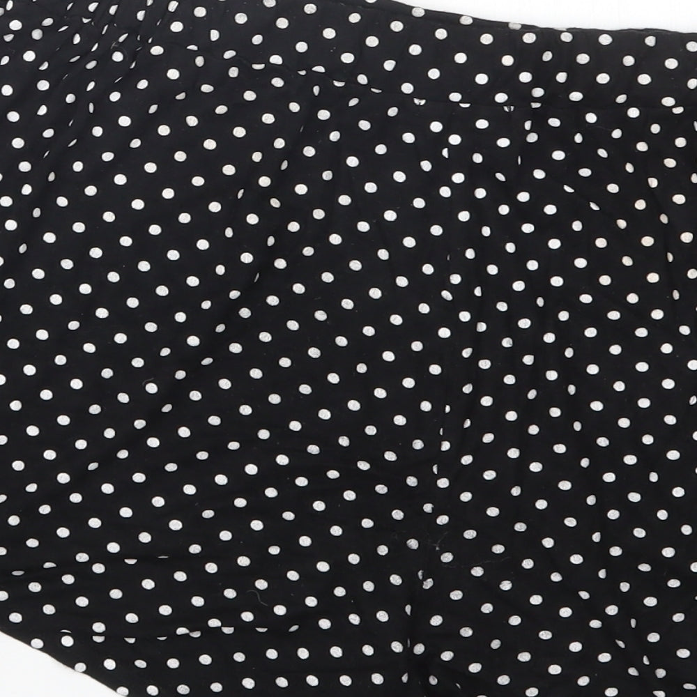 PRETTYLITTLETHING Womens Black Polka Dot Hot Pants Shorts Size 12