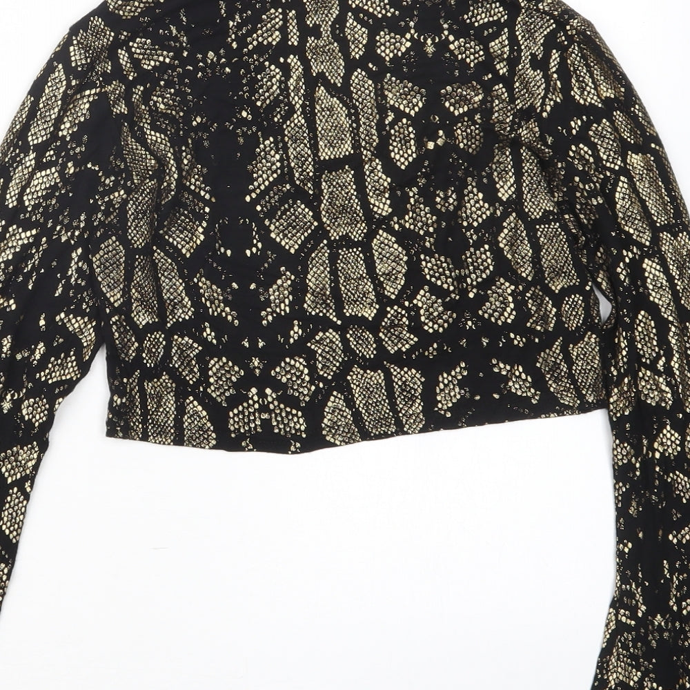 Bella Moda Womens Black Cropped T-Shirt Size 10