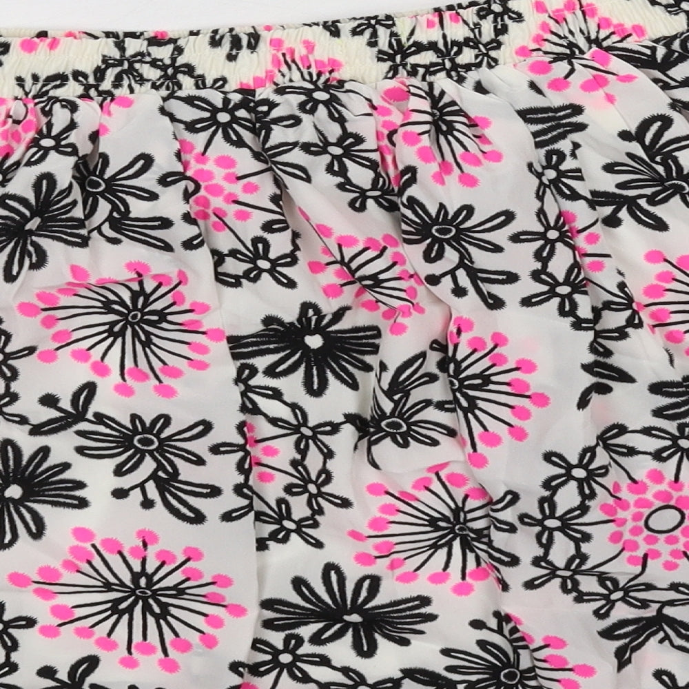 Max C Womens White Floral Flare Skirt Size 12