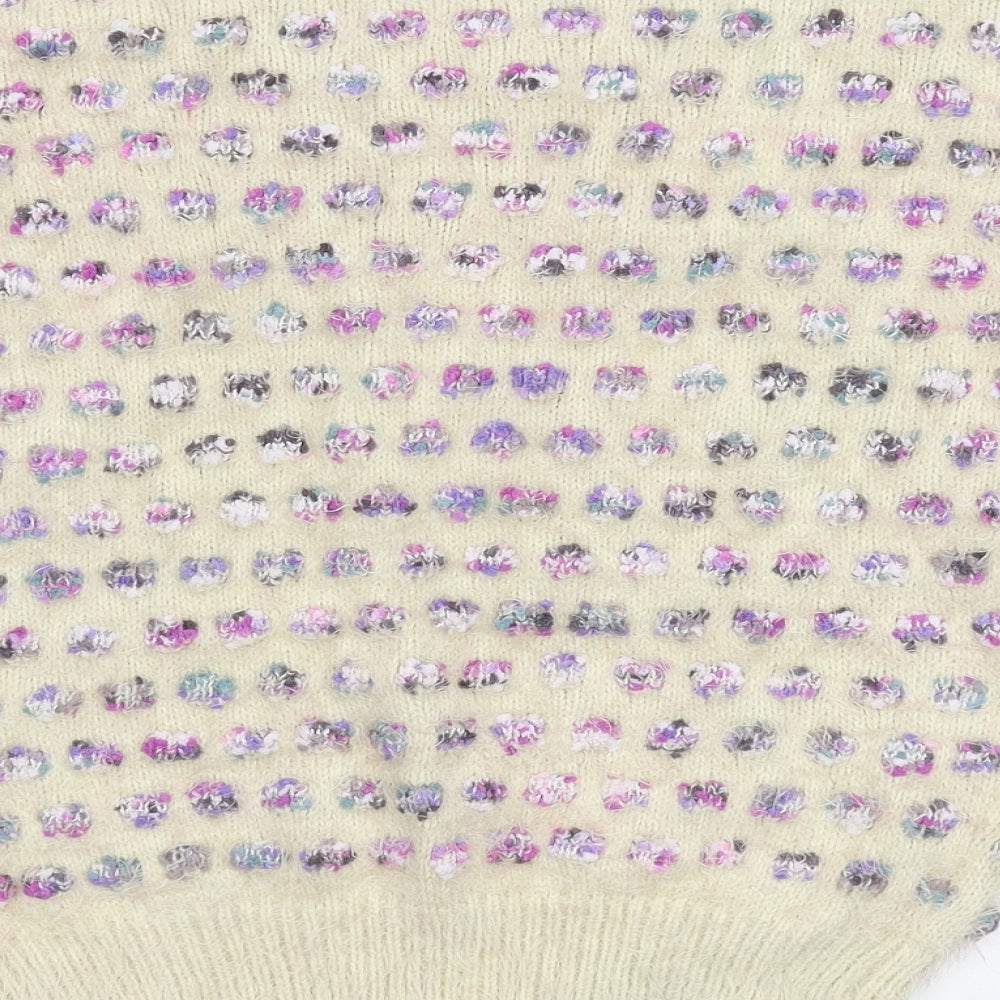 QED London Womens White Polka Dot Knit Pullover Jumper Size S
