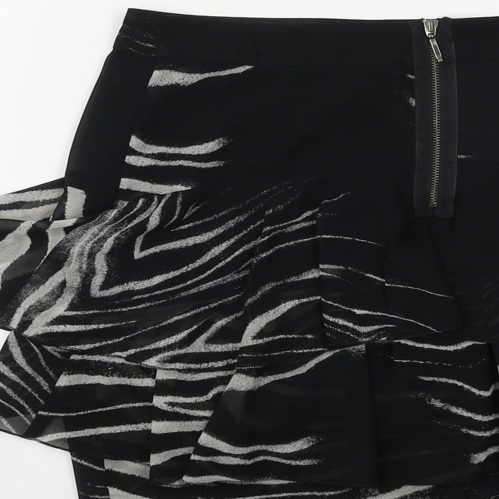Zara Womens Black Animal Print Straight & Pencil Skirt Size XS
