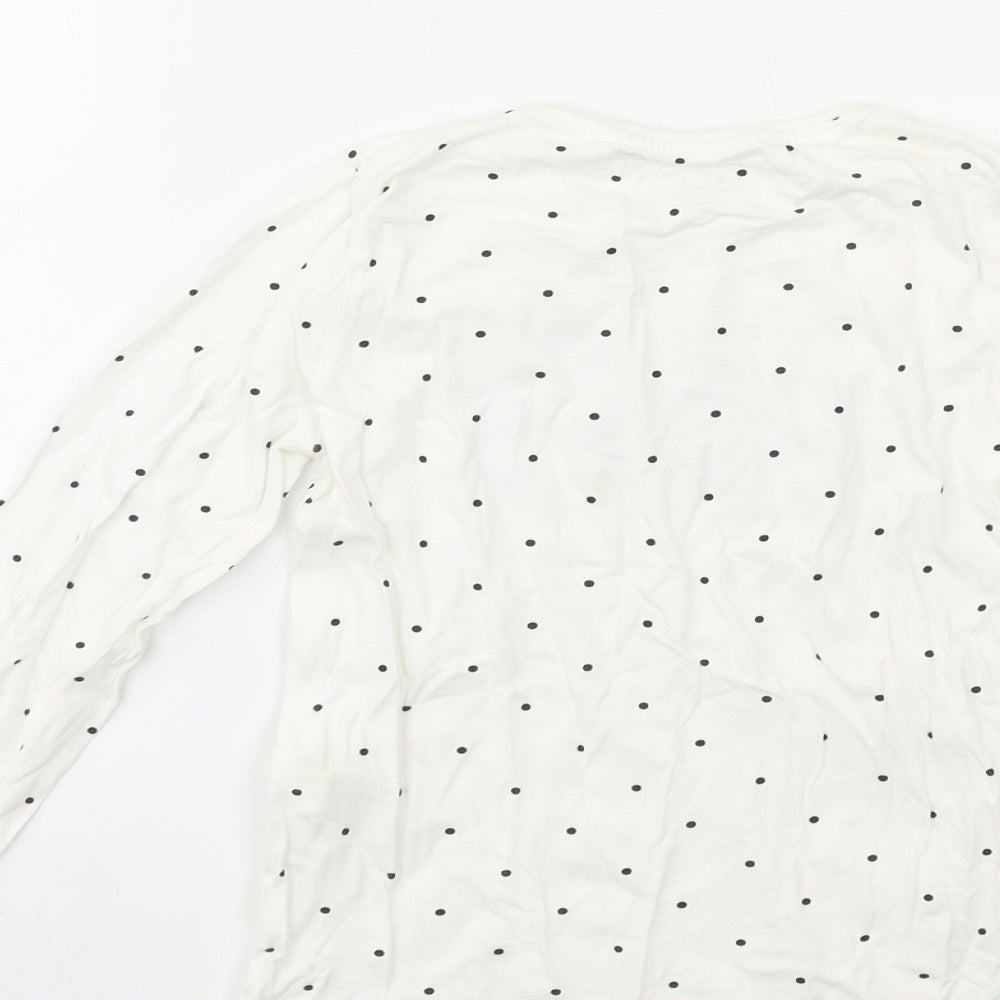 Primark Girls White Polka Dot Basic T-Shirt Size 8-9 Years