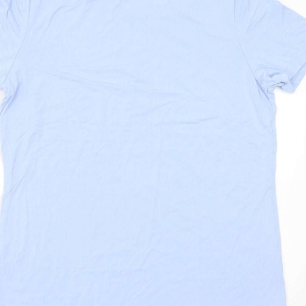 anna rose Womens Blue Geometric Basic T-Shirt Size S - beaded