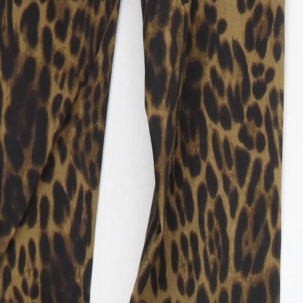 H&M Womens Orange Animal Print Trousers Size 6 L30 in