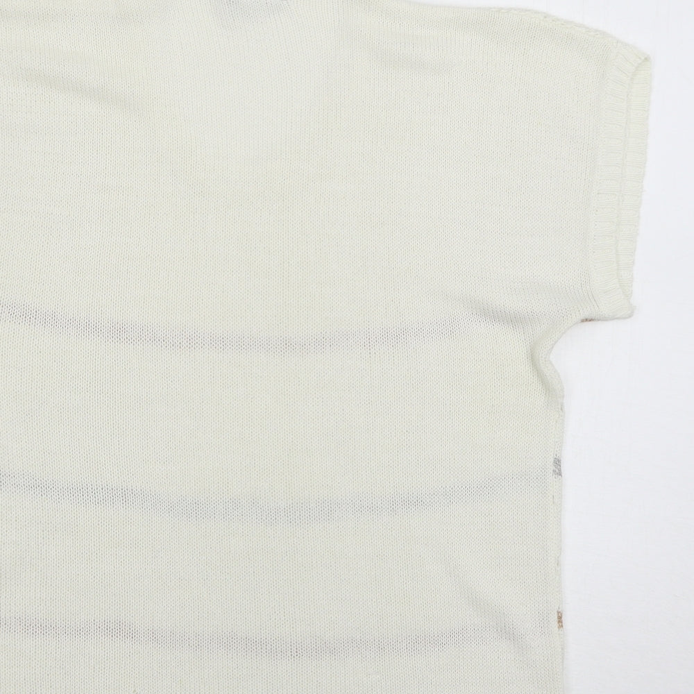 Anita Womens White Striped Pullover Jumper Size L