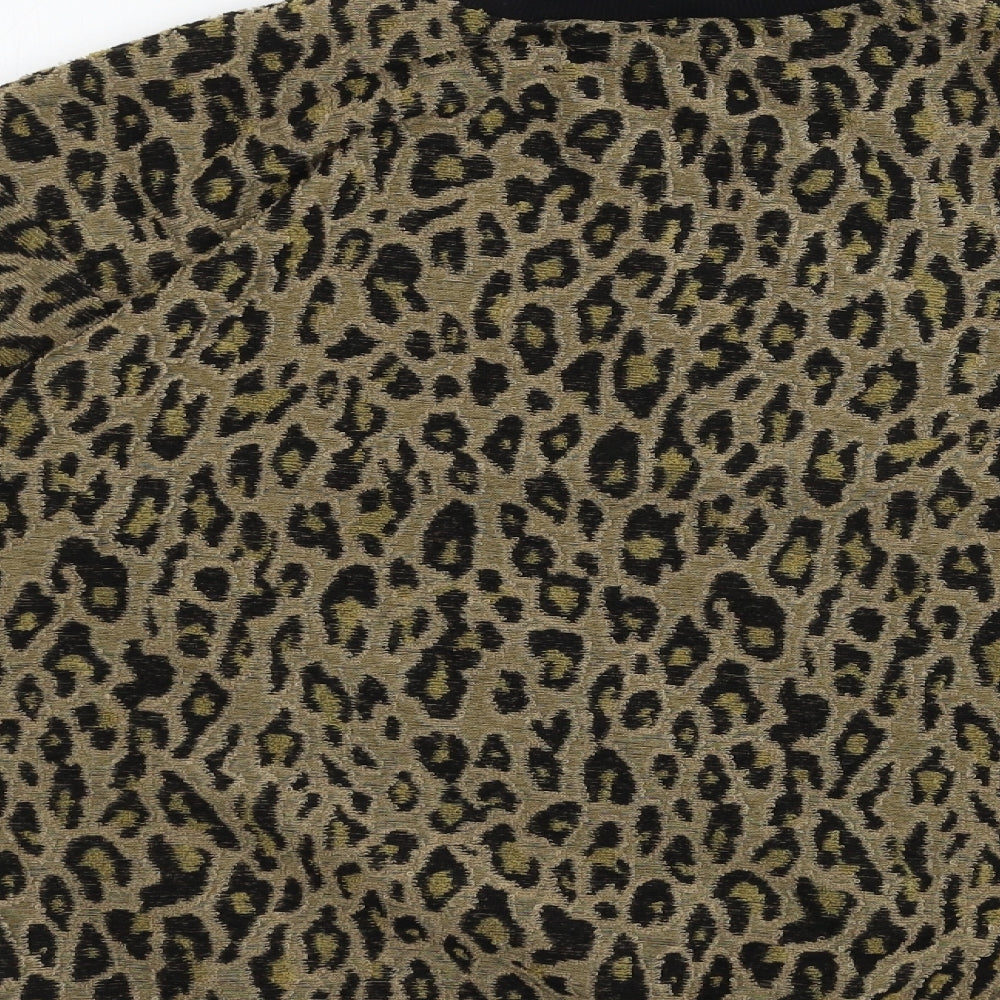 Select Womens Brown Animal Print Pullover Jumper Size S