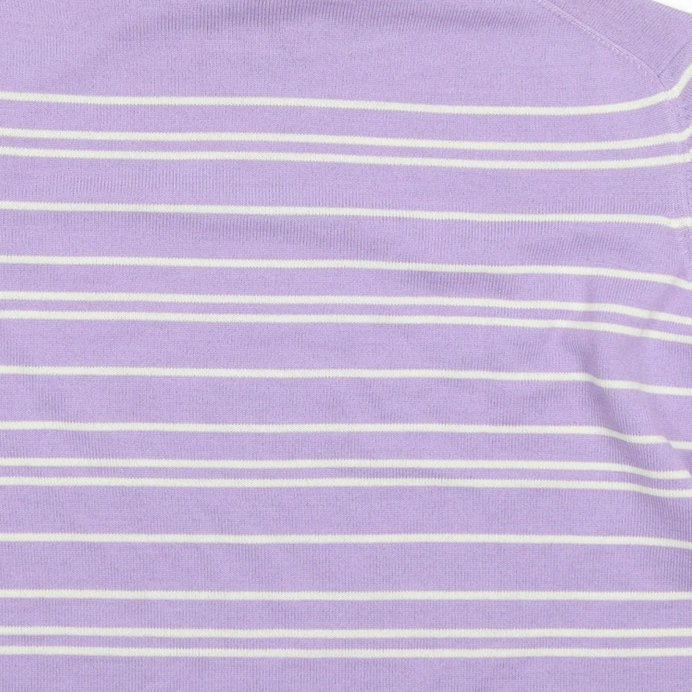 Marks & Spencer Womens Purple Striped Pullover Jumper Size 14