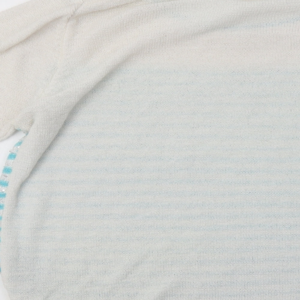 Preworn Womens White Striped Pullover Sweatshirt Size M