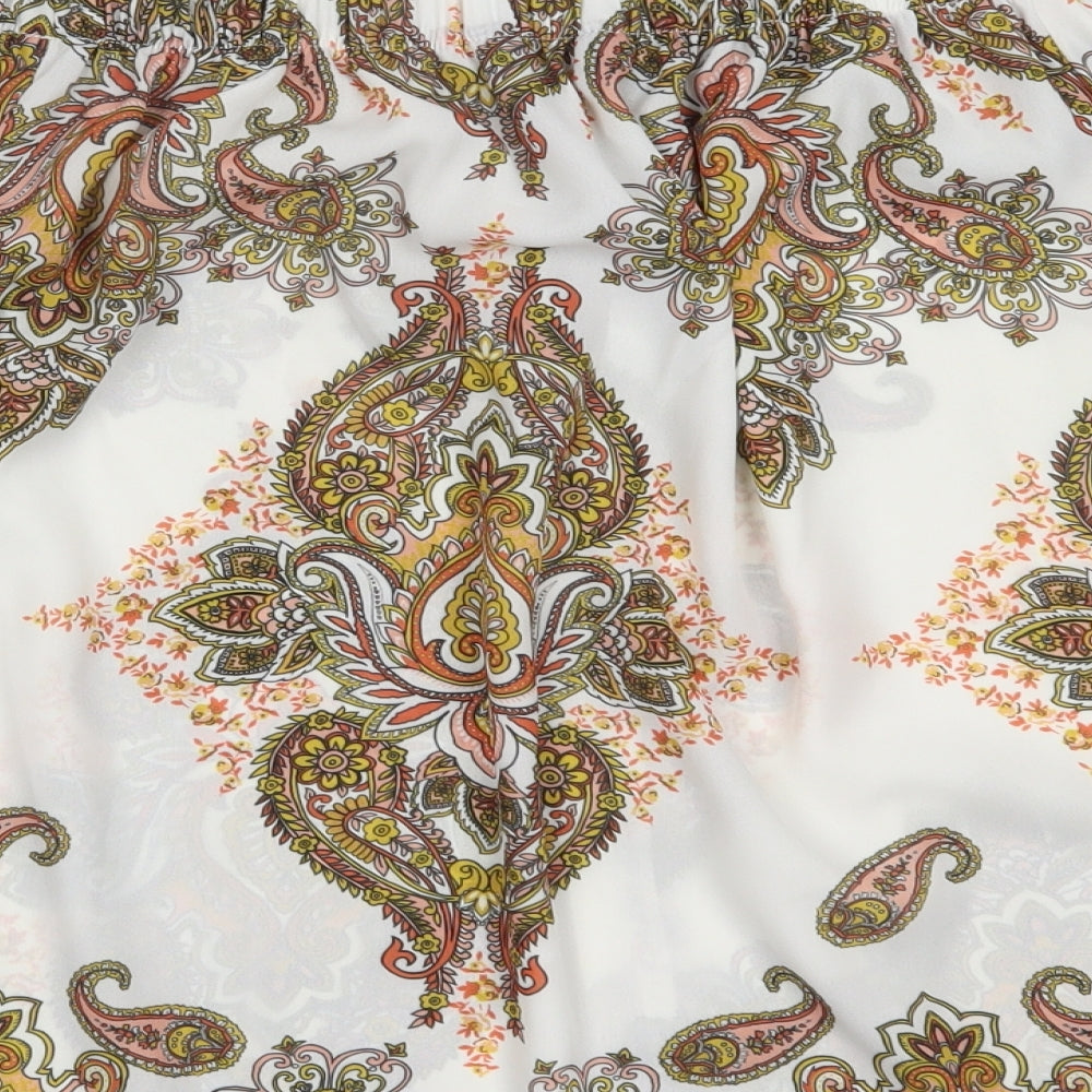 F&F Womens White Paisley Basic Blouse Size 12