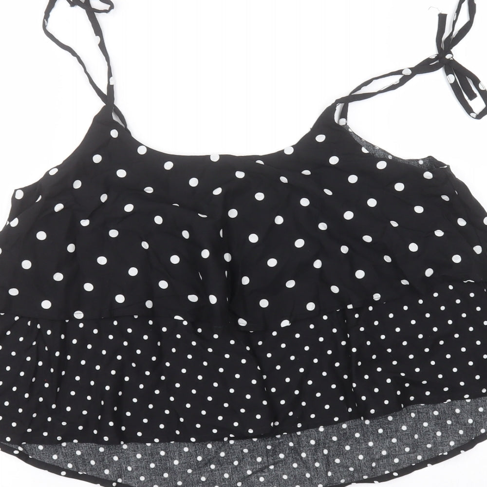 Pimkie Womens Black Polka Dot Basic Blouse Size 10