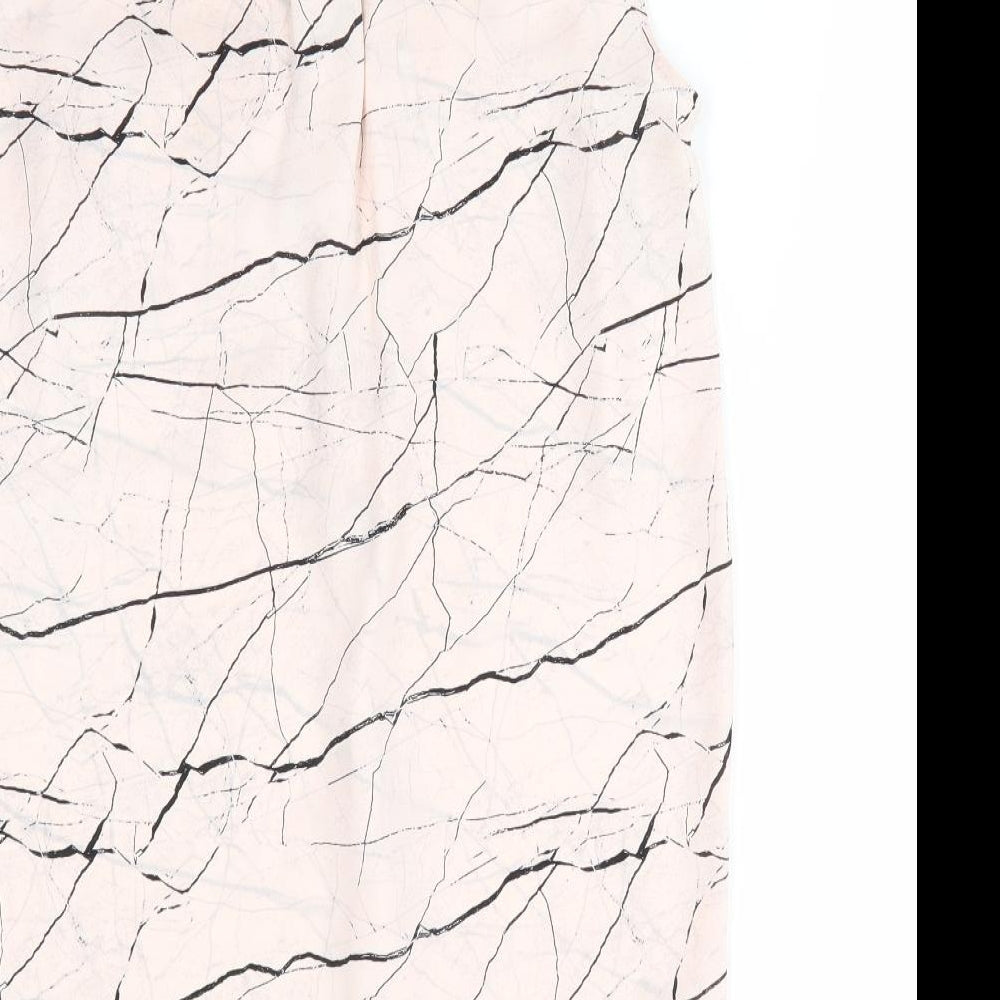 Atmosphere Womens Ivory Geometric Basic Button-Up Size 10 - Abstract black print