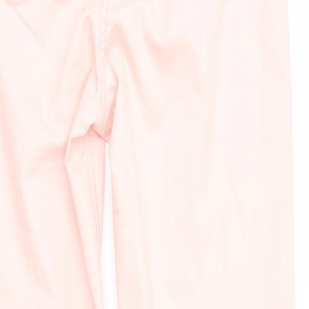 Denim Womens Pink Canvas Trousers Size 12 L26 in - Peach in Colour Freyed & Embroidered Hems Soft Feel