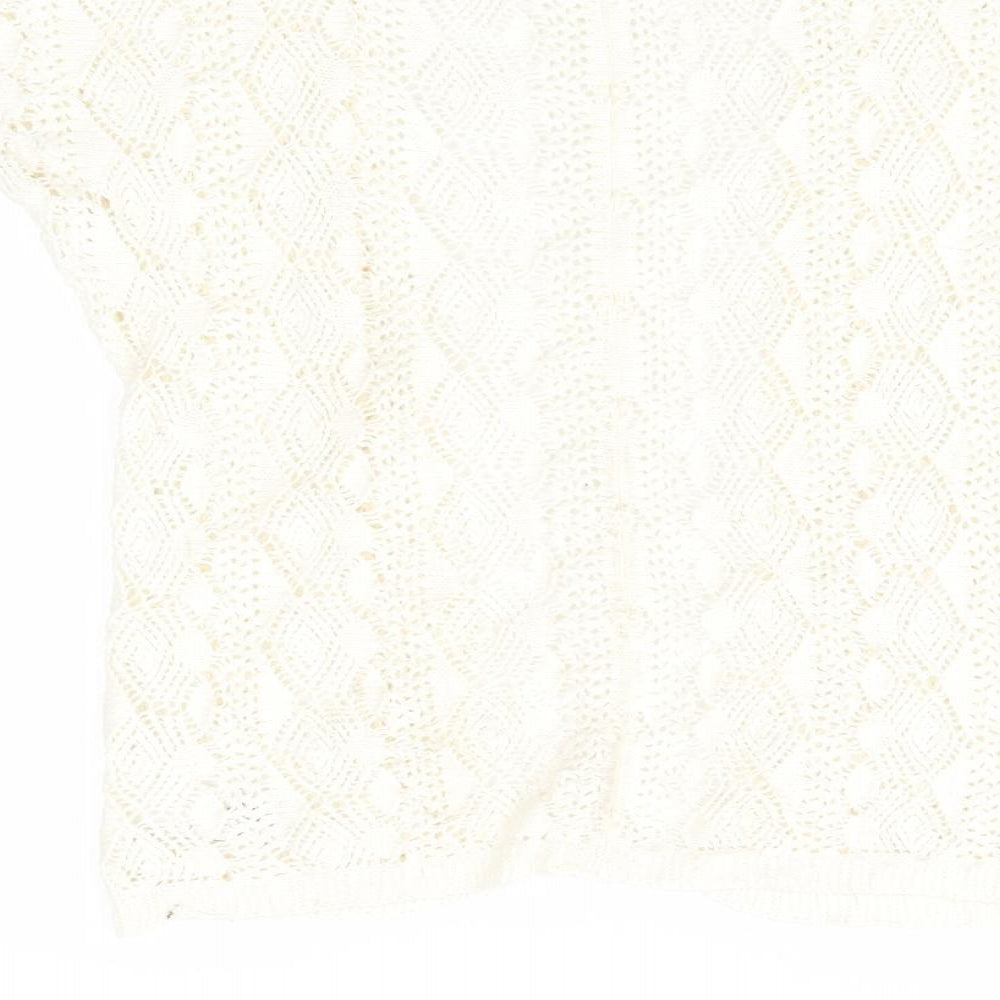 NEXT Girls Ivory Geometric Cardigan Jumper Size 3-4 Years - Longline Cardigan