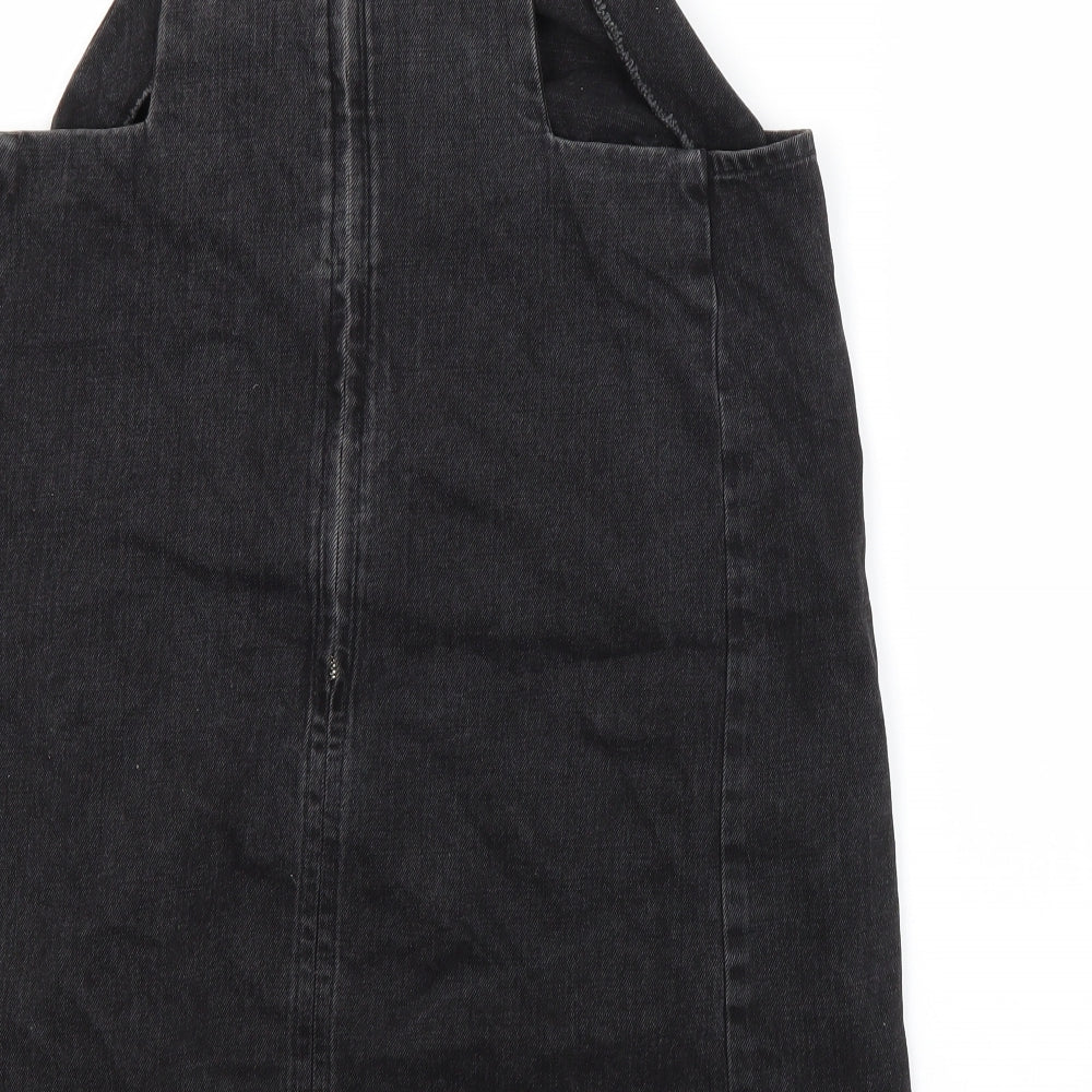 Topshop Womens Grey Herringbone Pinafore/Dungaree Dress Size 12