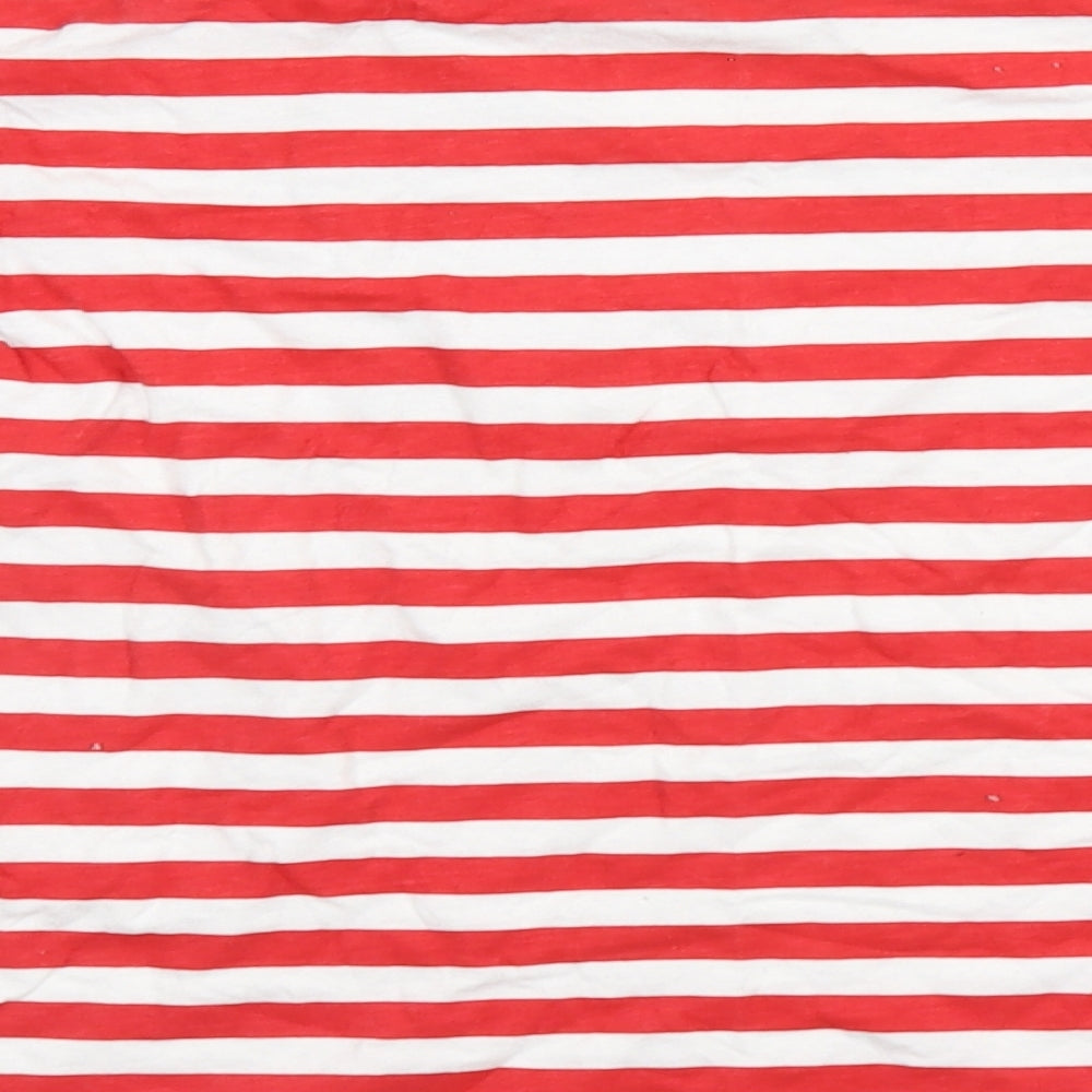 Made By Elves Womens Red Striped Basic T-Shirt Size 8 - Christmas, #TeamSanta