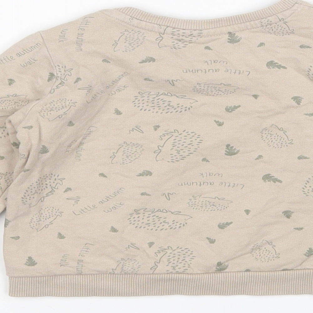 SoClose Boys Brown Animal Print Pullover Jumper Size 9-12 Months