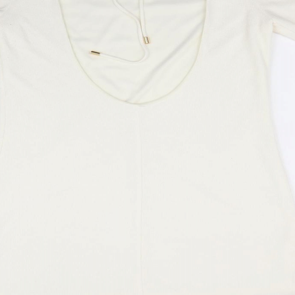 Zara Womens White Fit & Flare - Trumpet Sleeves Low back Neck Tie