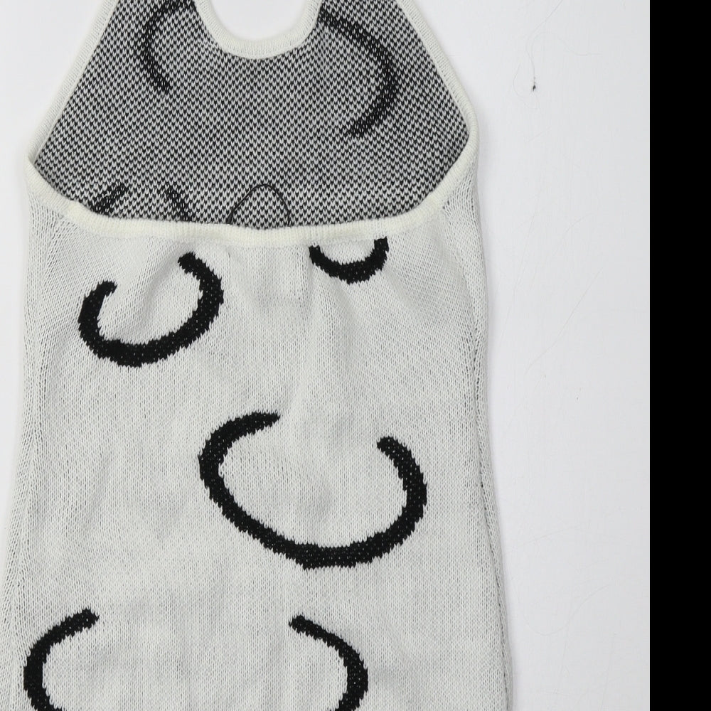 Cider Womens White Geometric Tunic Jumper Size M