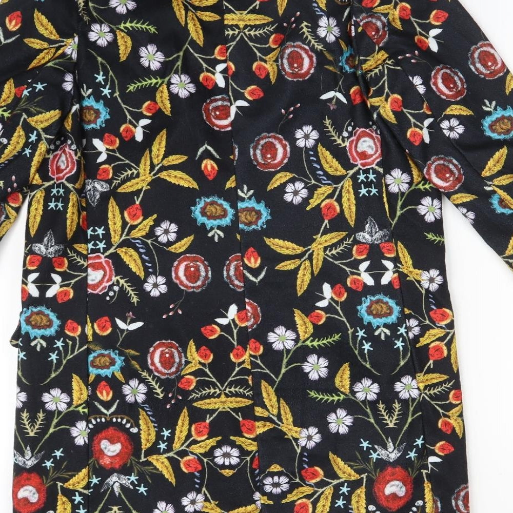 ORDER PLUS Womens Multicoloured Floral Trench Coat Coat Size S