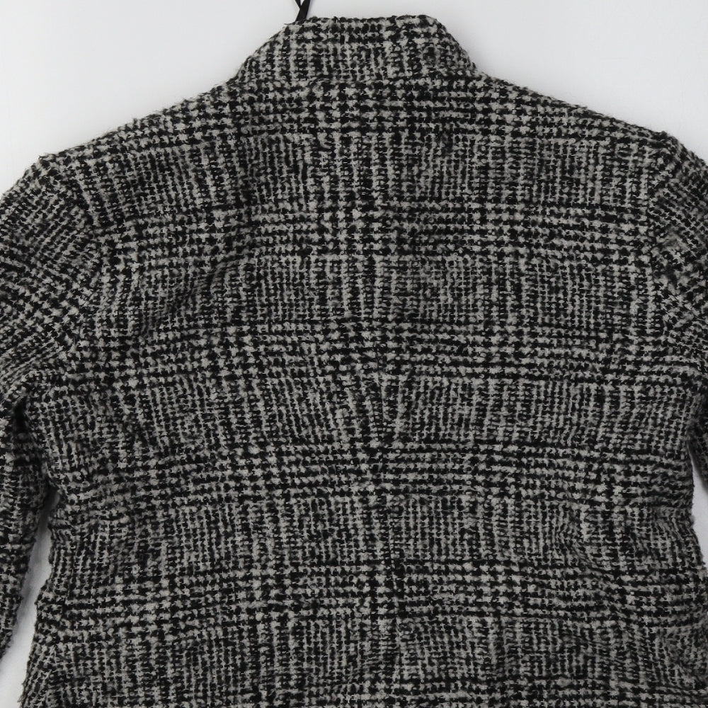 Ronit Zilkha Womens Grey Check Jacket Blazer Size S