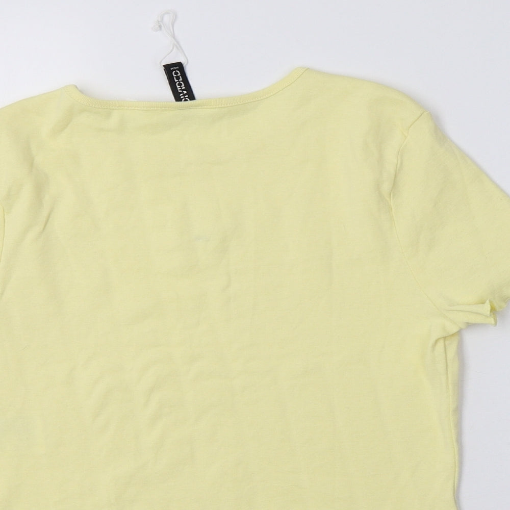 H&M Womens Yellow Cropped Polo Size M
