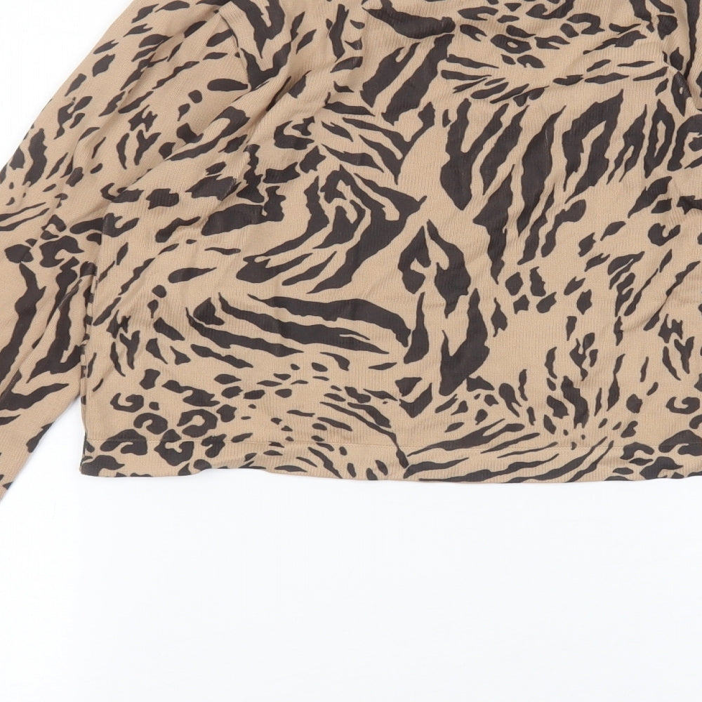 ASOS Womens Brown Animal Print Basic T-Shirt Size 8