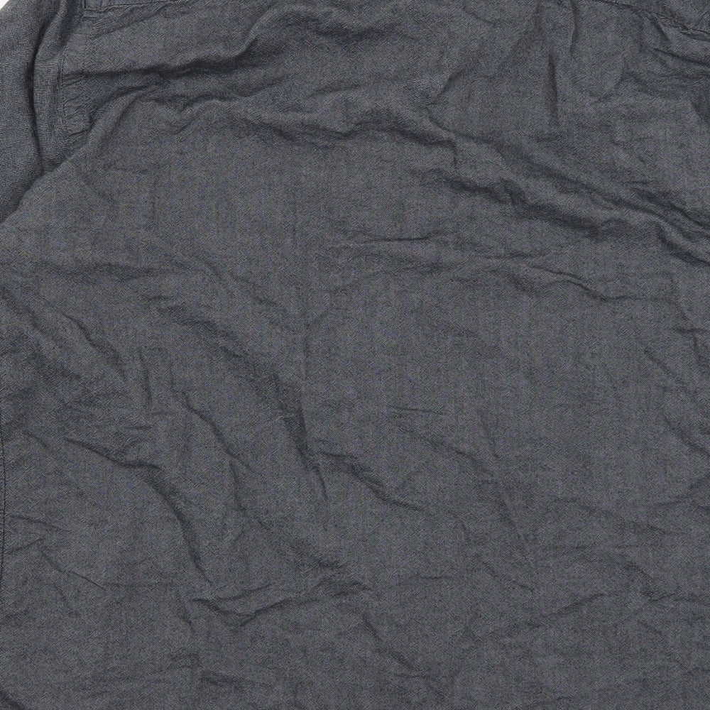 Easy Mens Grey Cotton Button-Up Size M