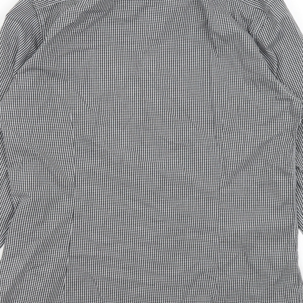 Red Herring Mens Black Check Cotton Dress Shirt Size 15.5