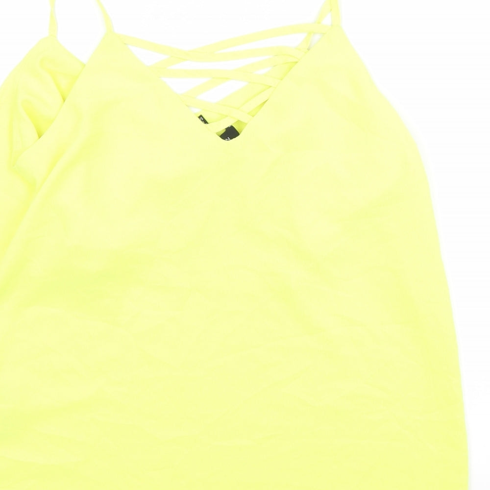 New Look Womens Yellow Polyester Basic Tank Size 10