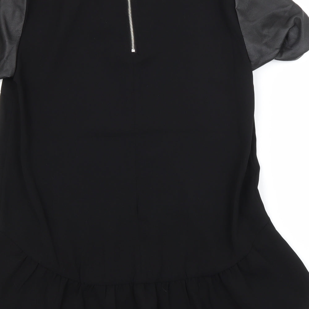 H&M Womens Black Polyester Basic Blouse Size 10 Crew Neck