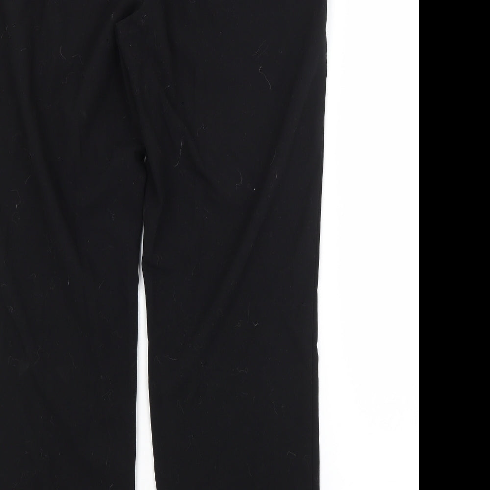 Marks & Spencer Womens Black Polyester Trousers Size 14 L28 in Regular