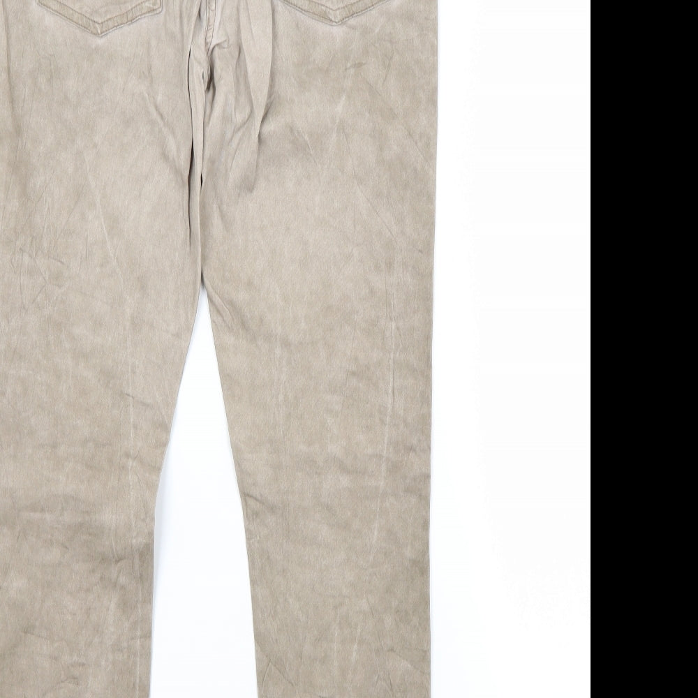 Janina Womens Beige Cotton Straight Jeans Size 10 L26 in Regular