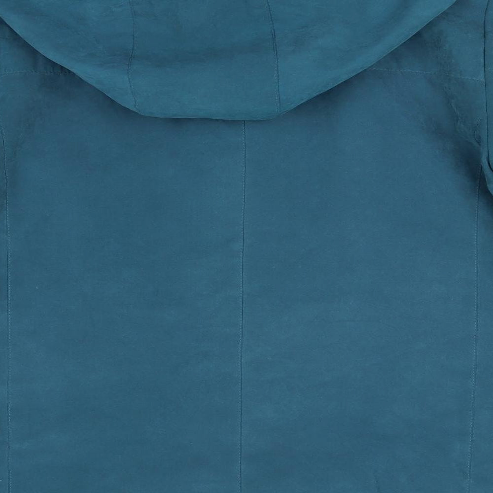 EWM Womens Blue Anorak Coat Size 14 - Teal Colour Soft Feel Removeable Hood Fleece Lined