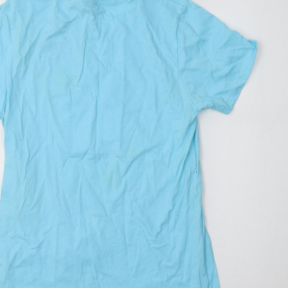Next Level Womens Blue Cotton Basic T-Shirt Size M Crew Neck