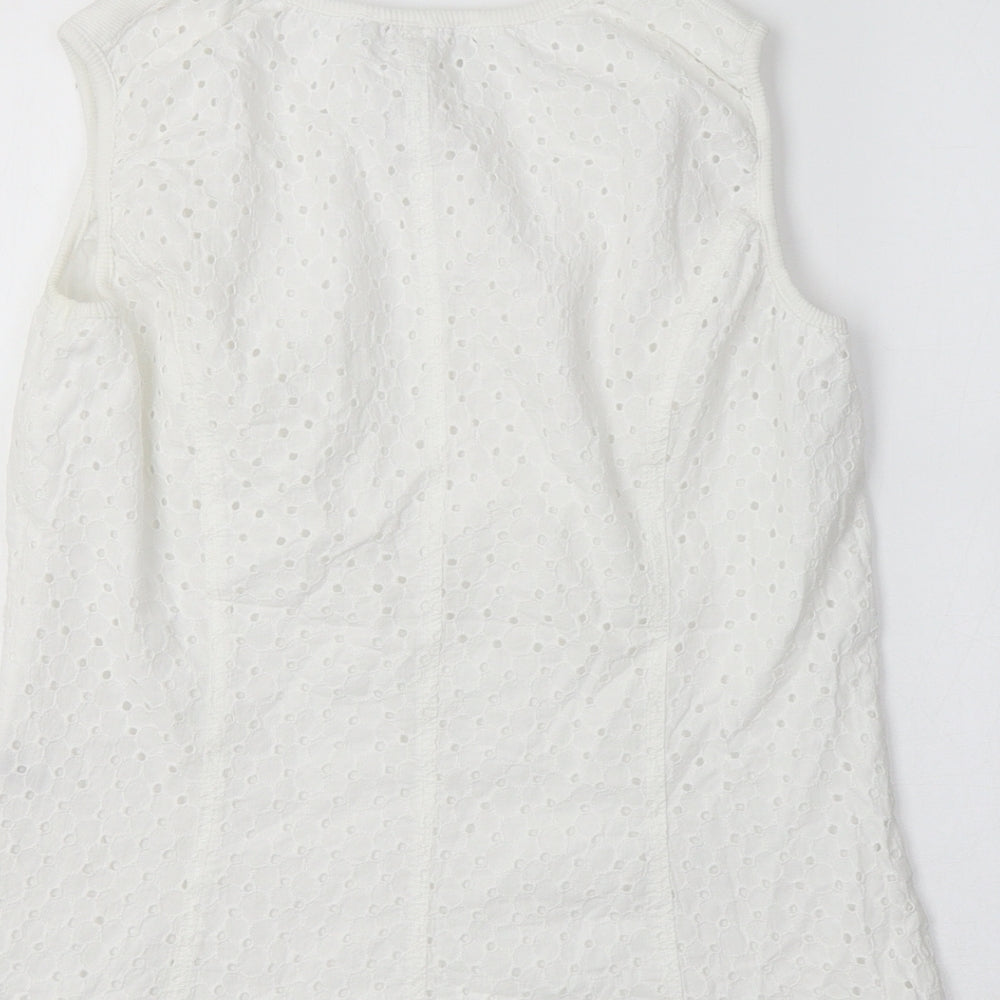 Kapalua Womens White Cotton Basic Tank Size 10 Scoop Neck