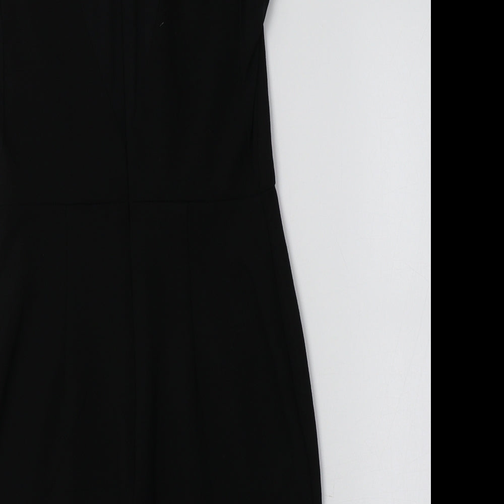 Topshop Womens Black Viscose Bodycon Size 6 Crew Neck - Embellished Collar