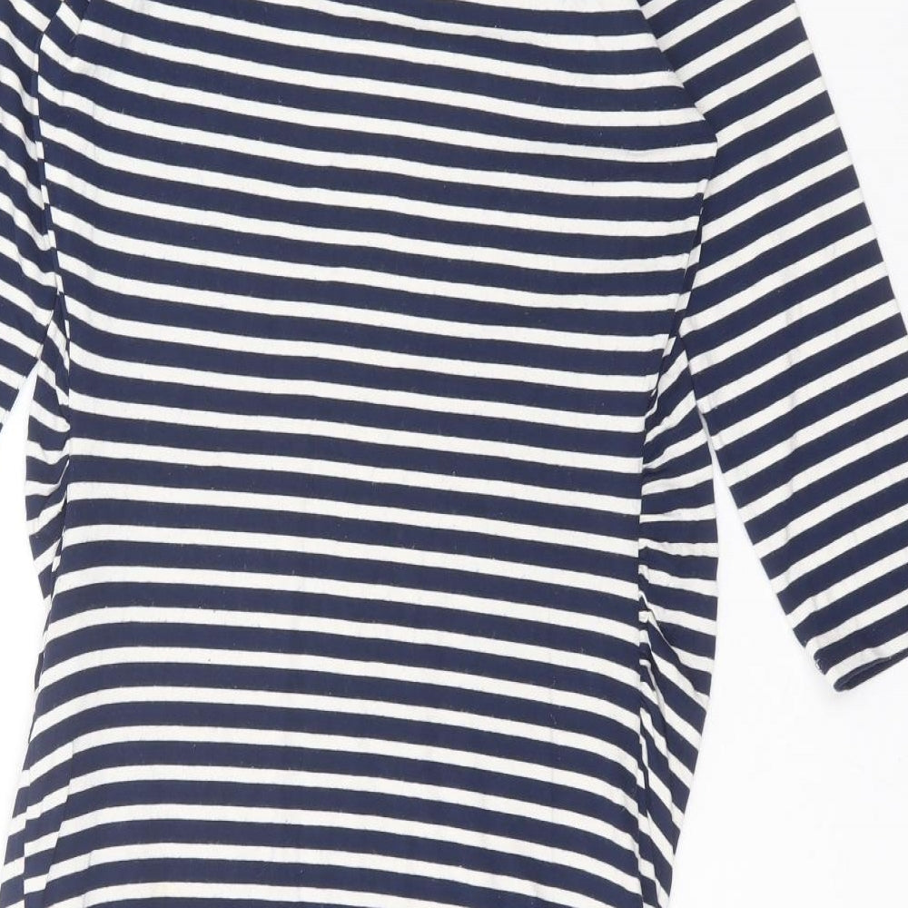 New Look Womens Blue Striped Viscose Basic T-Shirt Size 12
