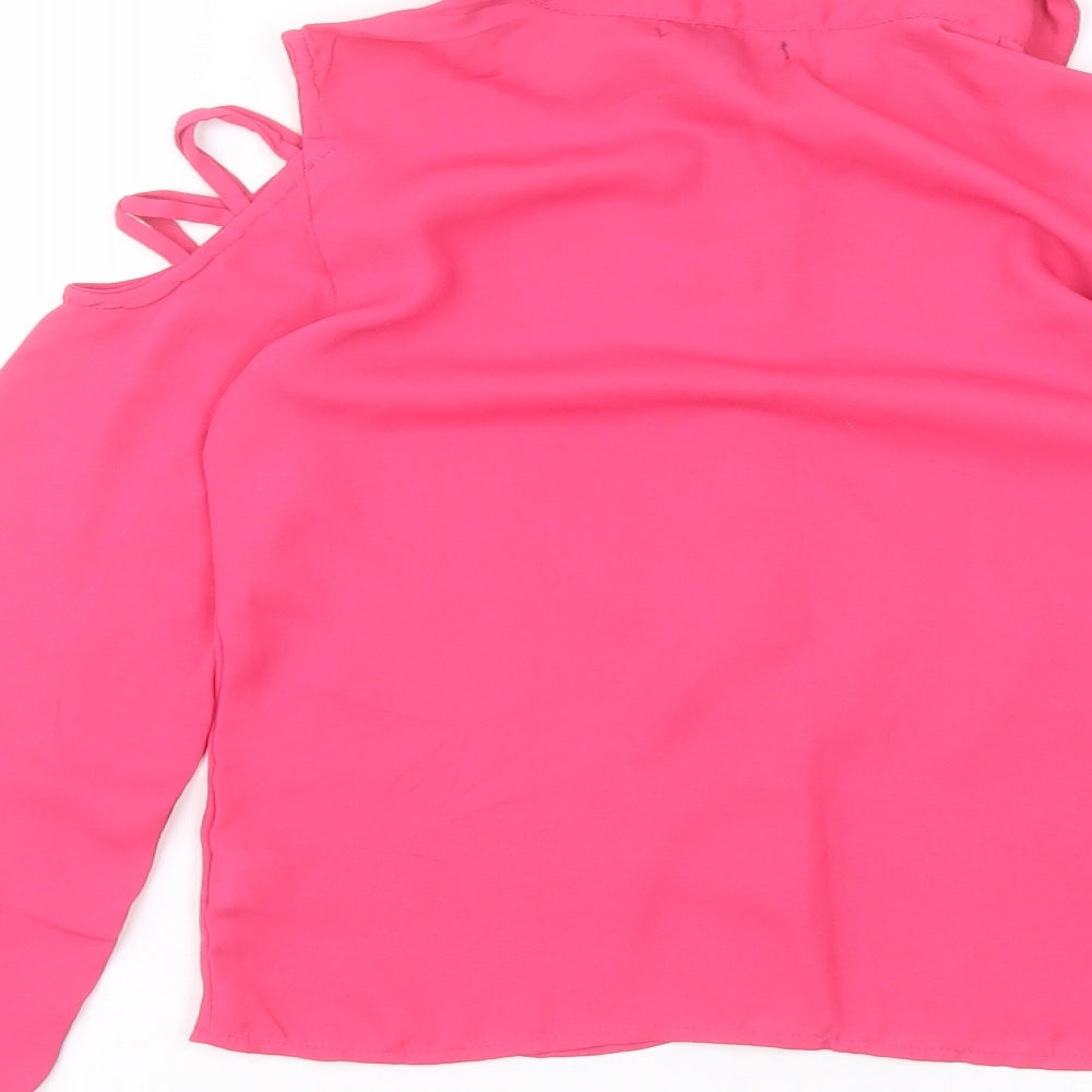 Primark Girls Pink Polyester Basic Button-Up Size 9-10 Years