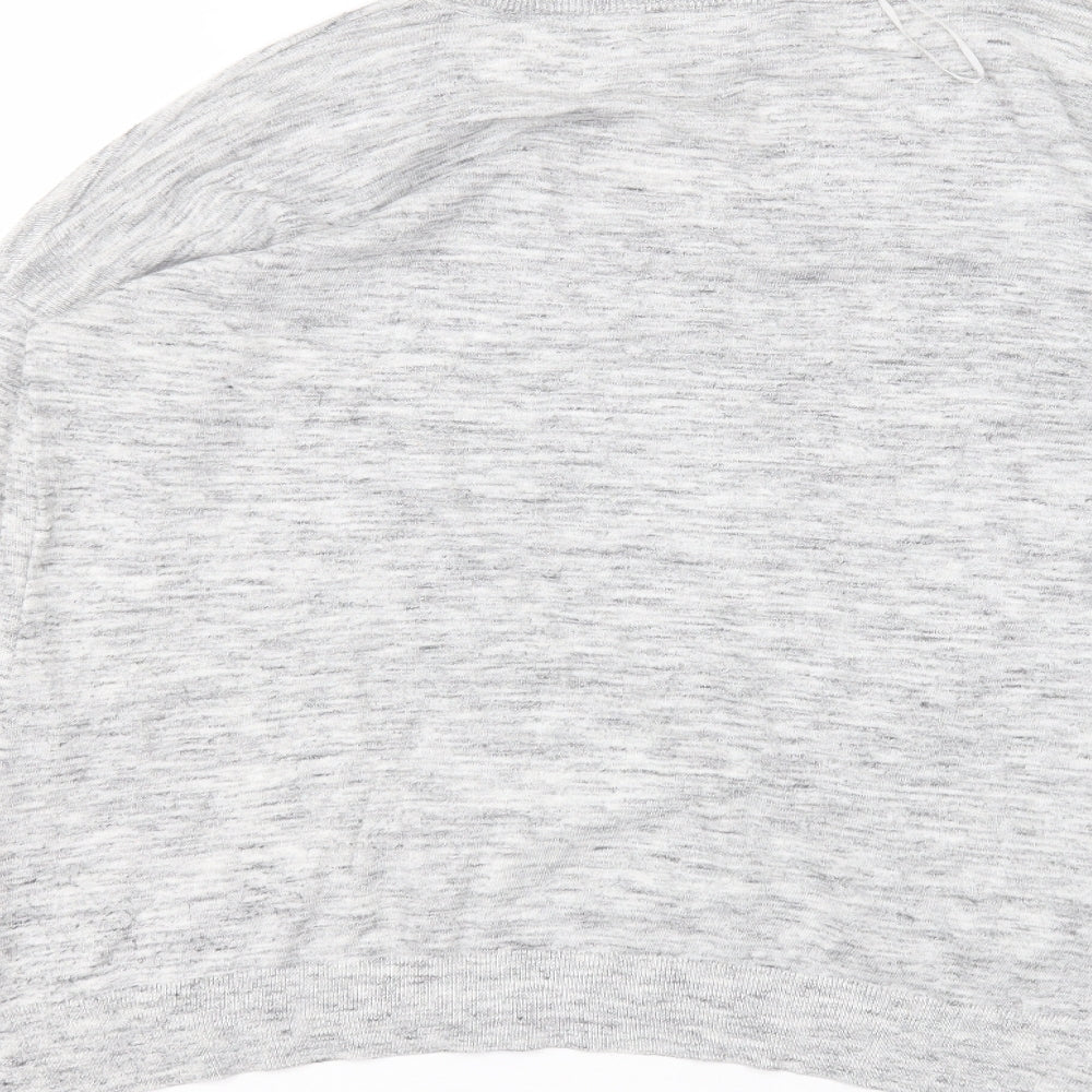 Marks & Spencer Womens Grey Polyester Basic T-Shirt Size 14 Round Neck