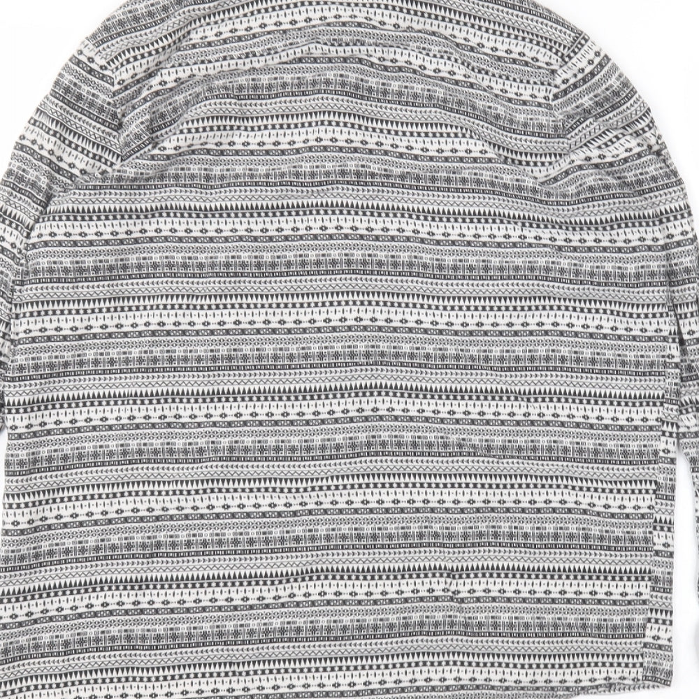 H&M Womens White Striped Viscose Basic Button-Up Size 10 Collared