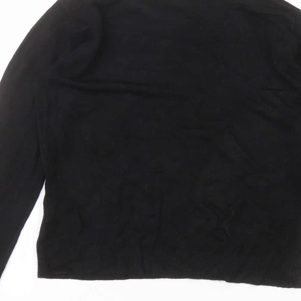 Atmosphere Womens Black Acrylic Basic T-Shirt Size 10 Round Neck