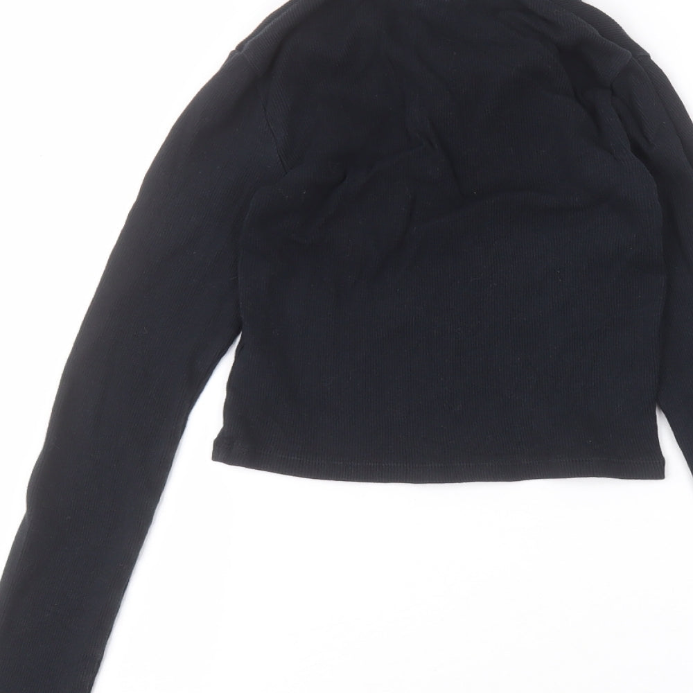 Topshop Womens Blue Cotton Basic T-Shirt Size 8 Collared