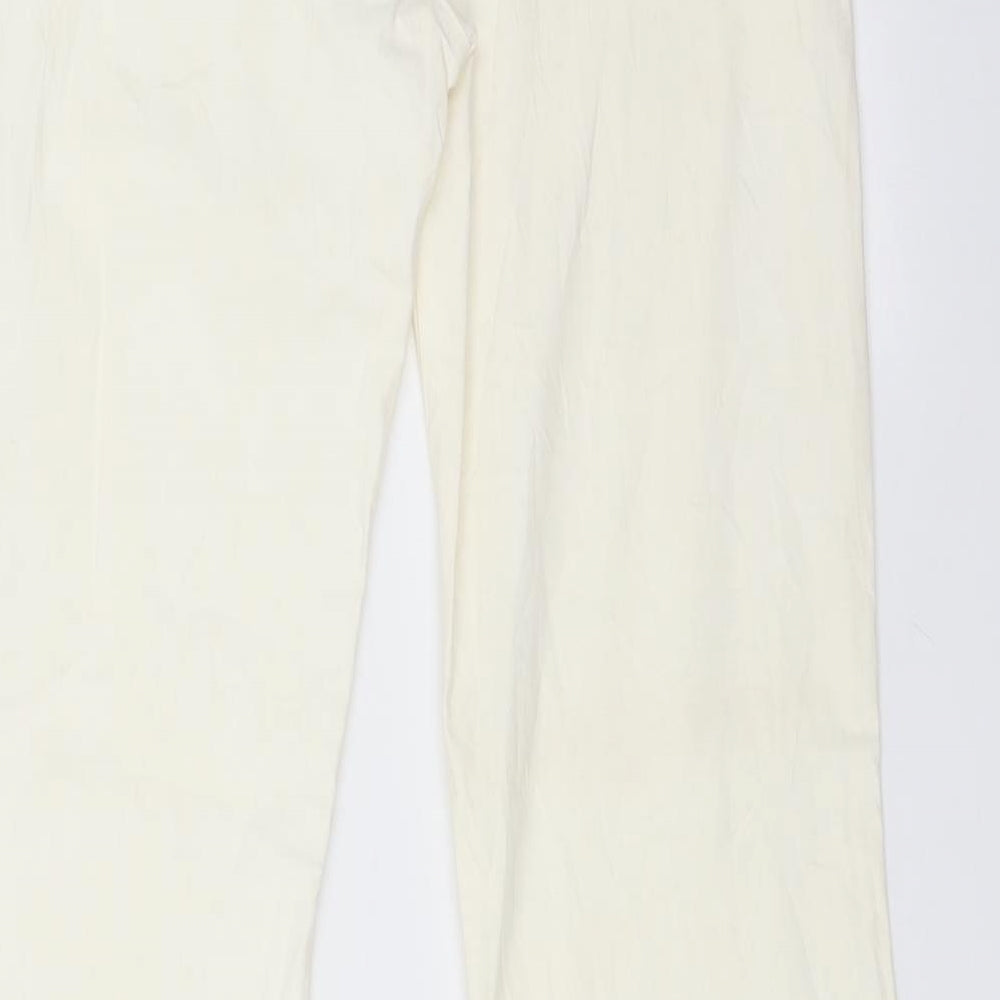 SAVIDA Womens Yellow Cotton Trousers Size 12 L31 in Regular