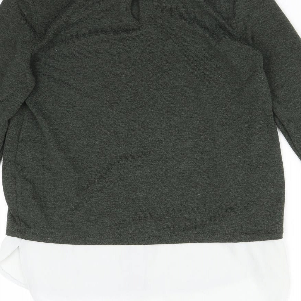 Dorothy Perkins Womens Green Polyester Basic T-Shirt Size 8 Round Neck