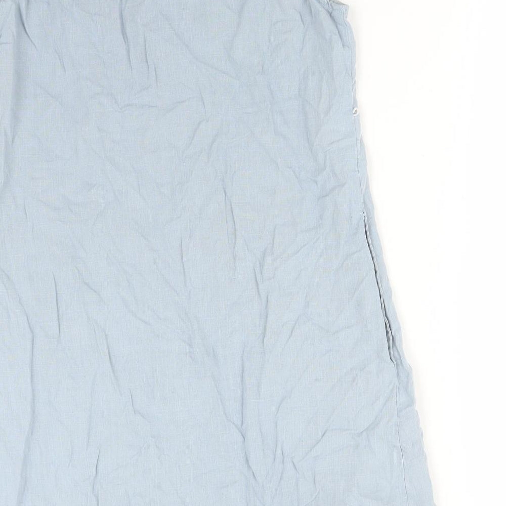 BUMPS Womens Blue Check Basic T-Shirt Size M Round Neck