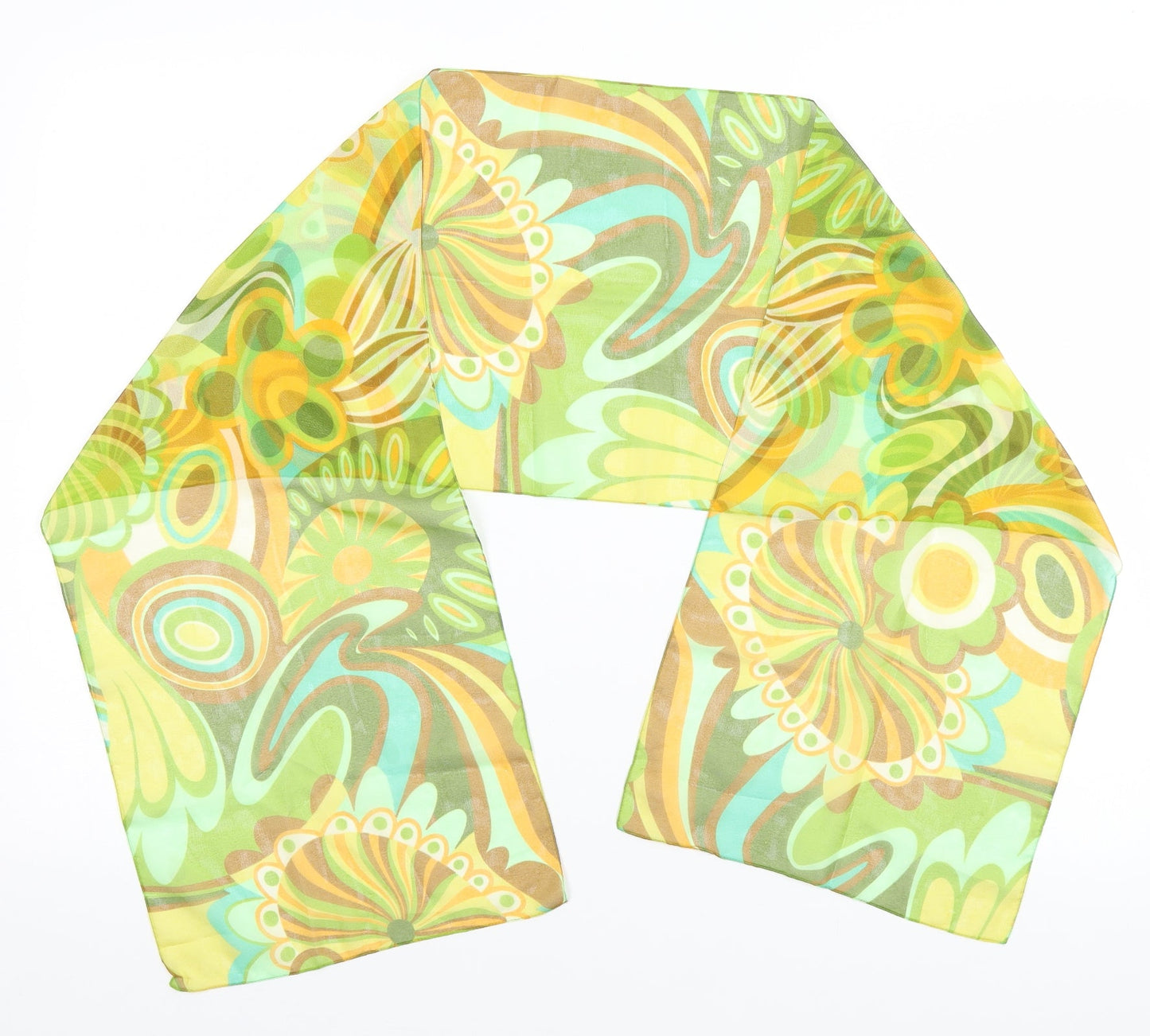 Preworn Unisex Green Floral Scarf