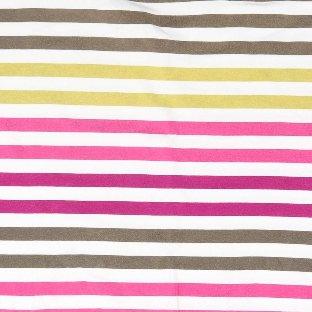 Country Casuals Womens White Striped Cotton Basic T-Shirt Size L