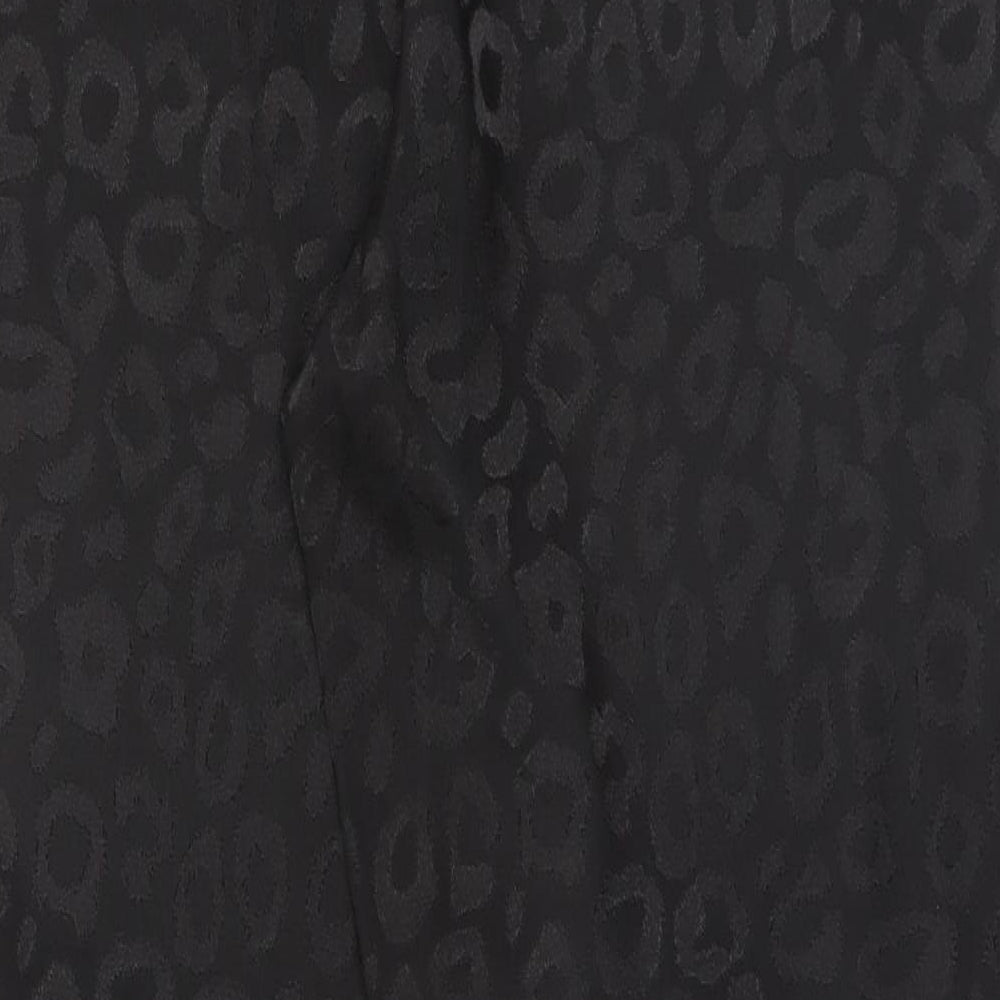 I SAW IT FIRST Womens Black Animal Print Cotton Trousers Size 12 L30 in Regular