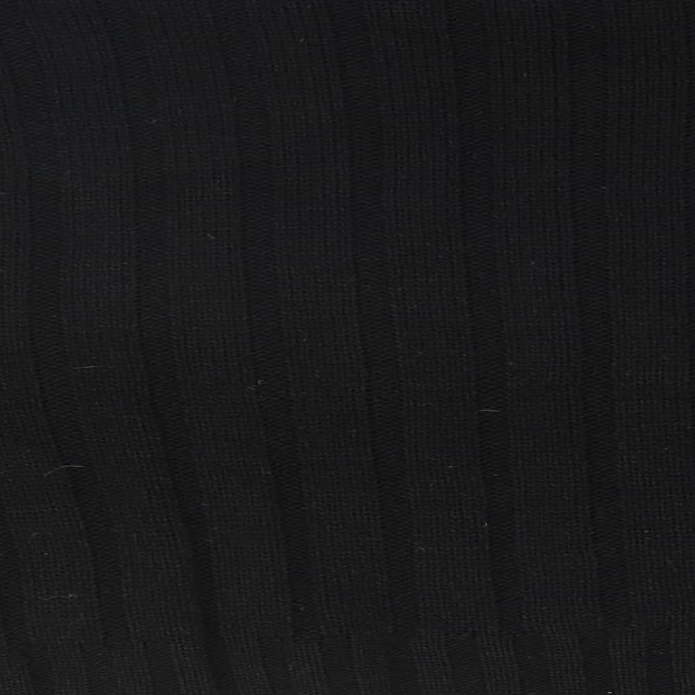 PRETTYLITTLETHING Womens Black Scoop Neck Striped Acrylic Pullover Jumper Size M
