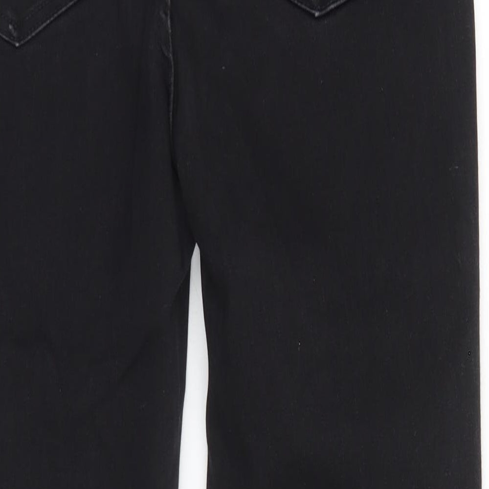 New Look Womens Black Cotton Straight Jeans Size 12 L25 in Regular